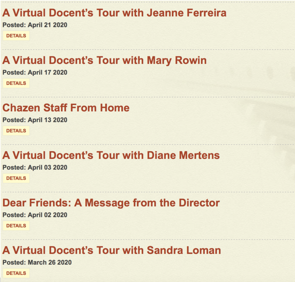 The Chazen Museum of Art virtual events